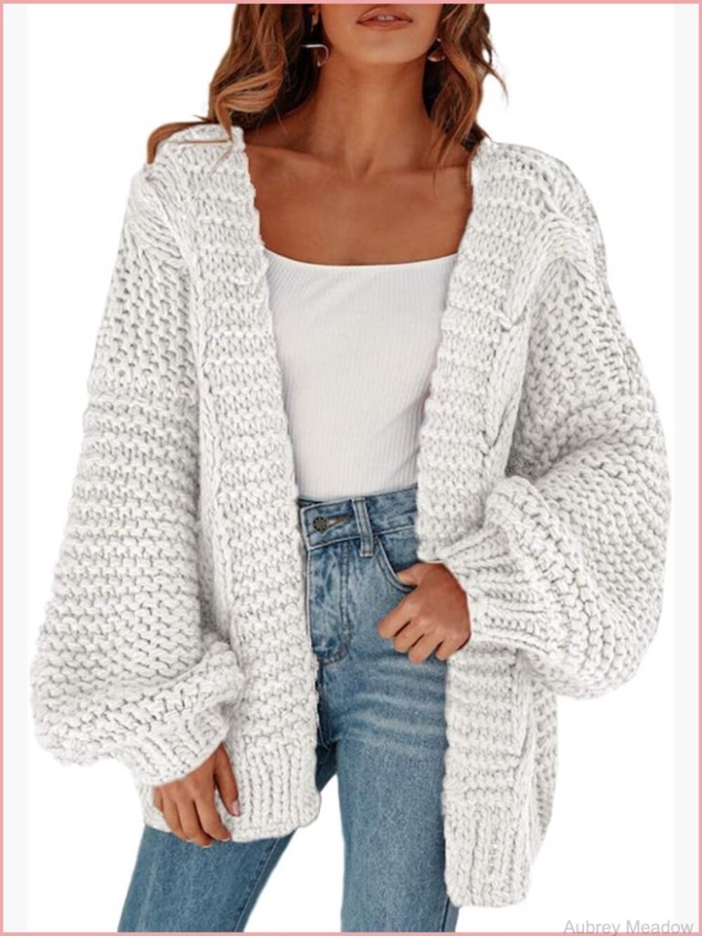 Chunky Cable Knit Oversized Open Front Cardigan Sweater